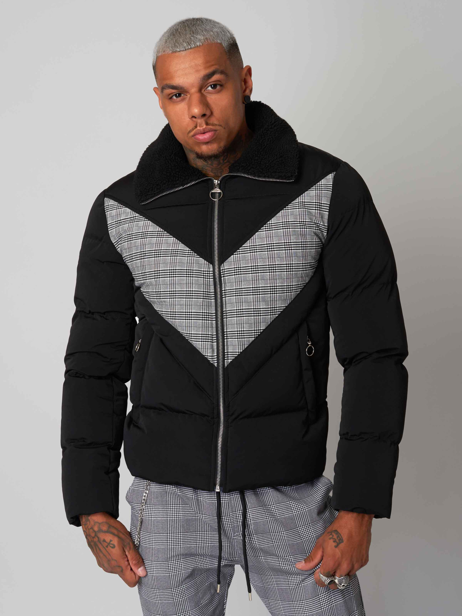 Men's Puffer Jacket with Printed Panel Project X Paris