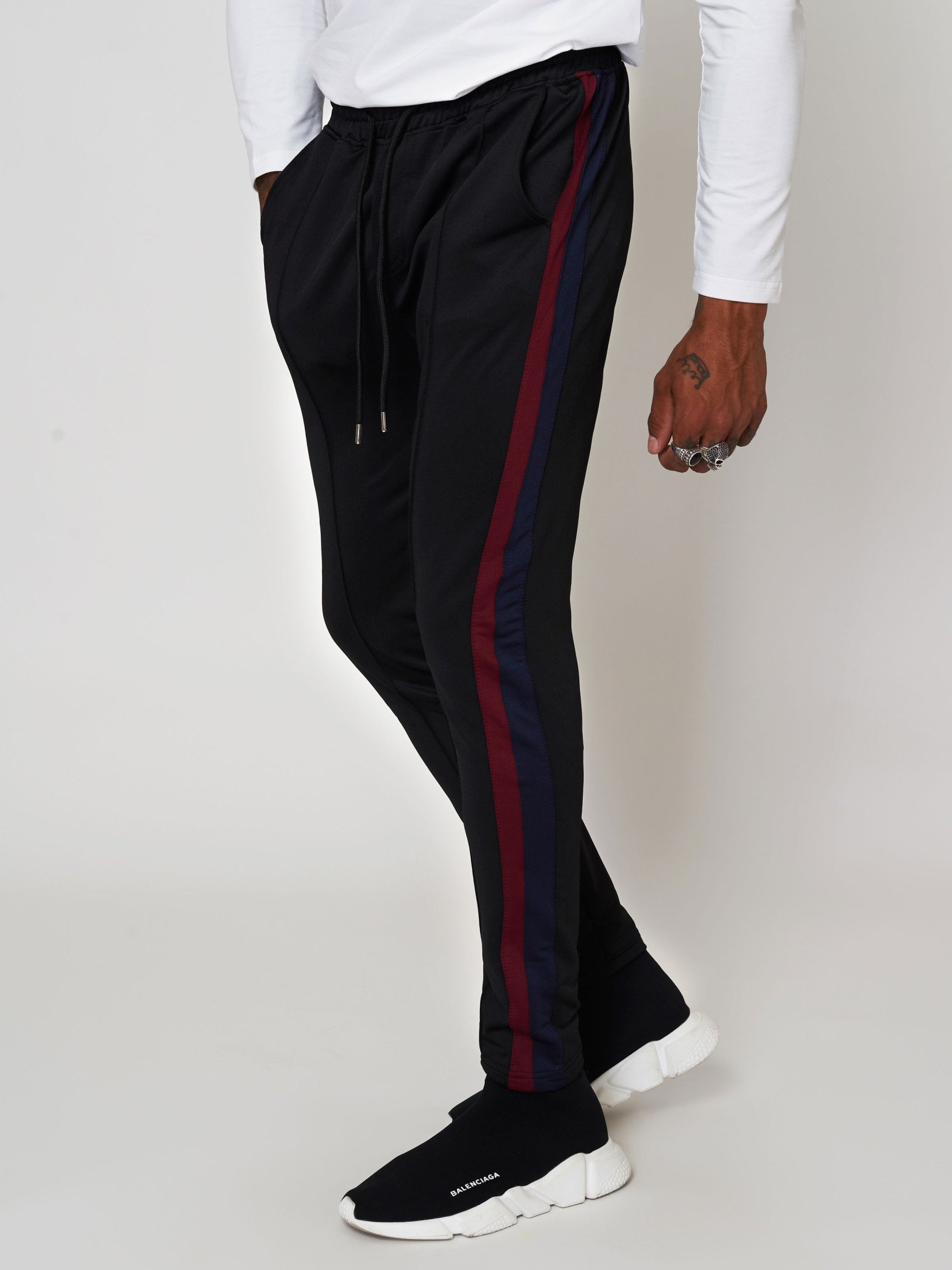 Striped mens shops joggers