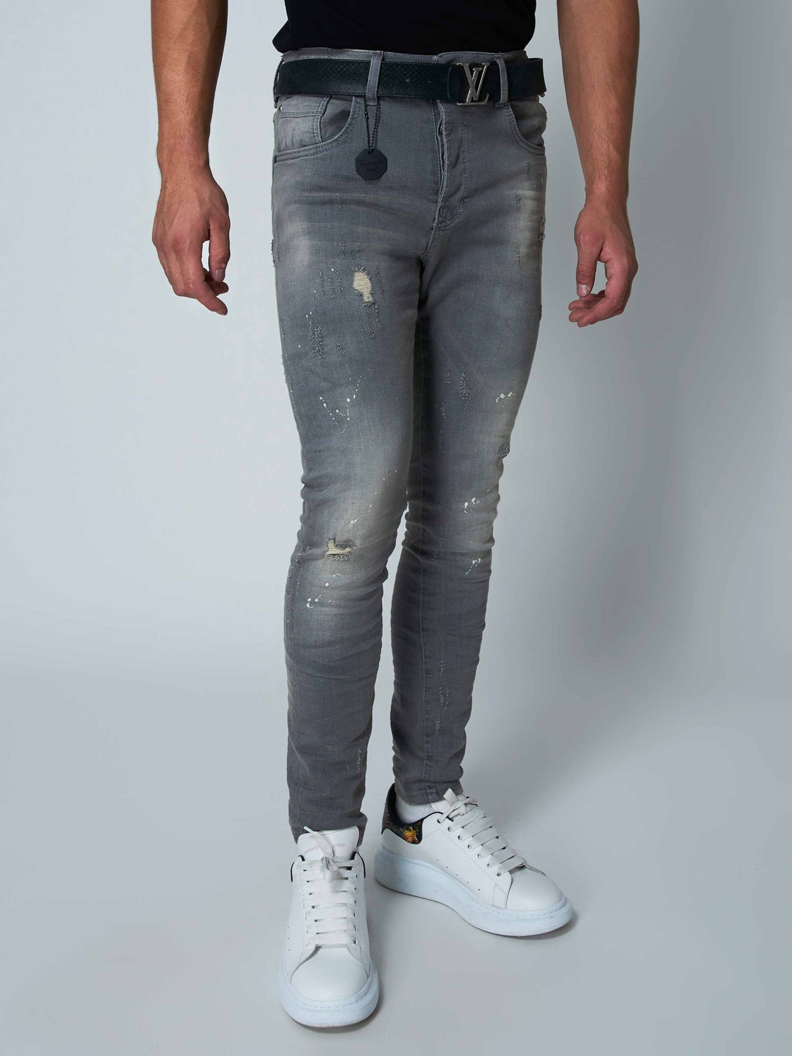 Men's Washed Slim Fit Jeans in Grey Project X Paris