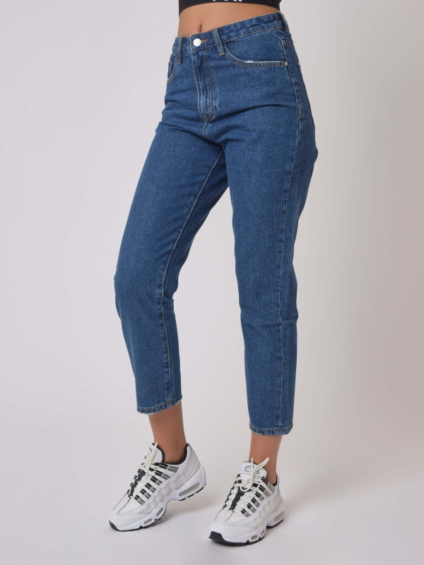 Mom fit basic blue jeans, 7/8 length - Blue
