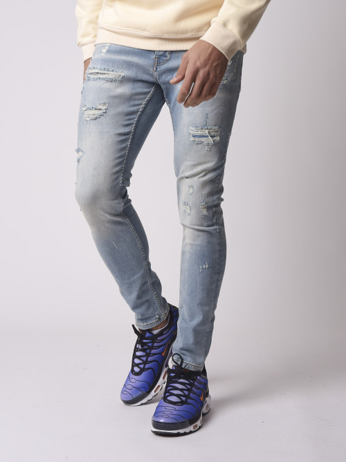 Skinny Jeans mit Used-Effekt - Hellblau