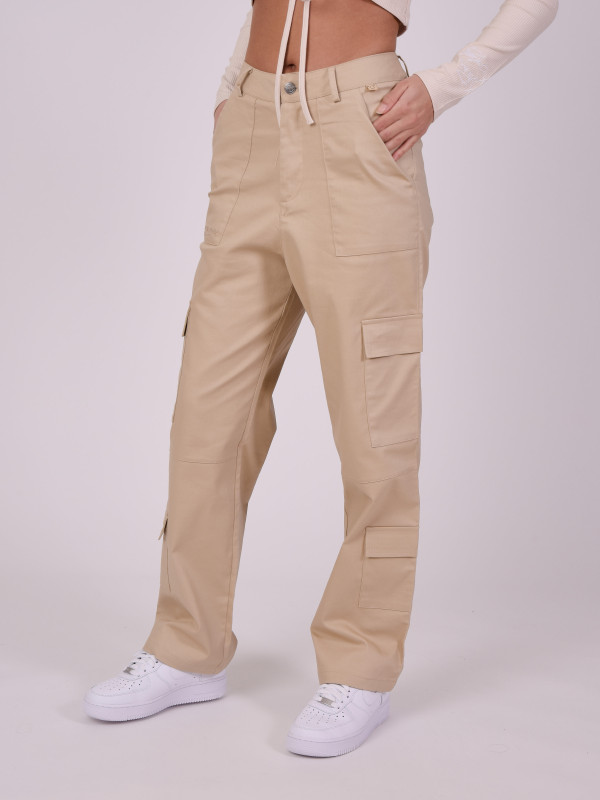 Project X Paris - Pantalones Cargo Mujer F234208 Beige Topo - Ryses