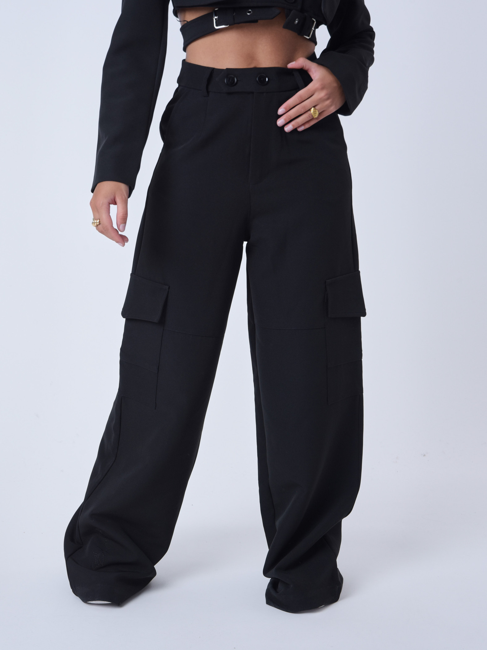 Cargo-style tailored pants - Black