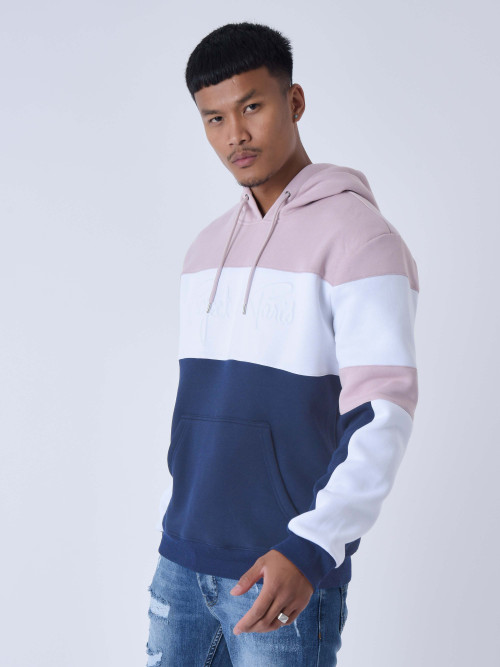 Colorblock hooded sweatshirt - Powder pink