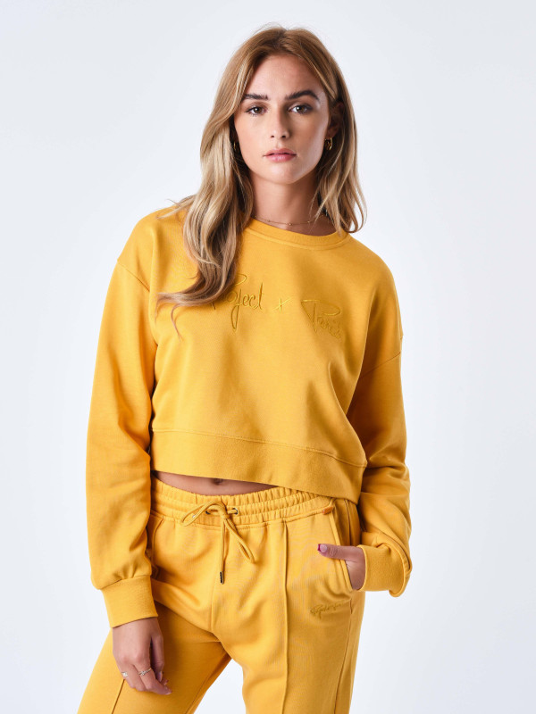 Basic Sweatshirt kurz weit - Gelb