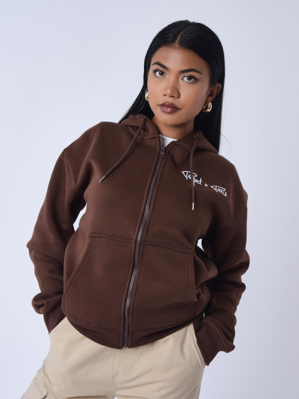Women's zip-up jacket Essentials Project X Paris - Brown