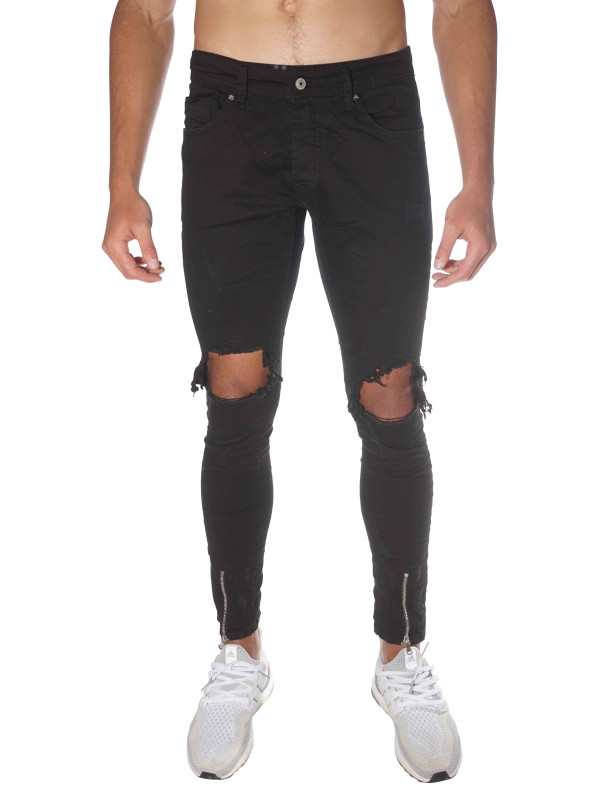 Men's Slim Fit Distressed Jeans Project X Paris - Black
