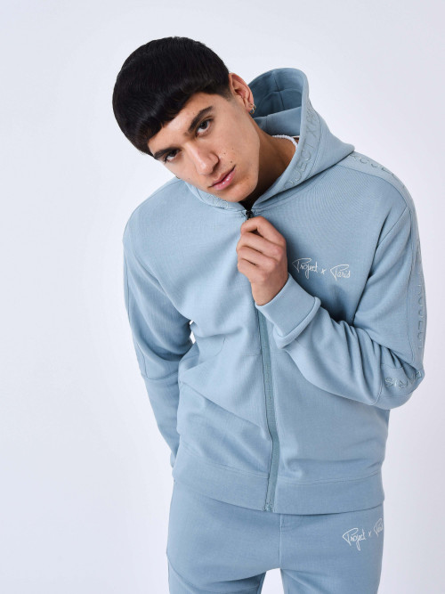 Plain zip-up hoodie - Grey blue