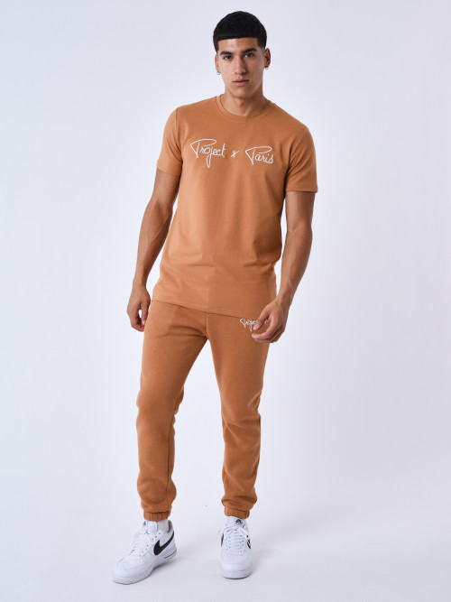 Essentials Project X Paris basic embroidery tee-shirt - Camel