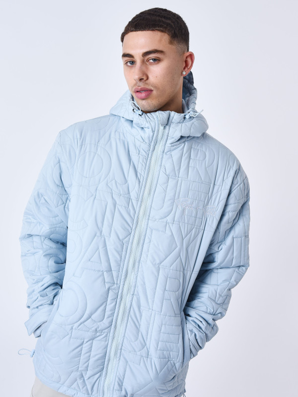 Quilted hooded jacket - Grey blue
