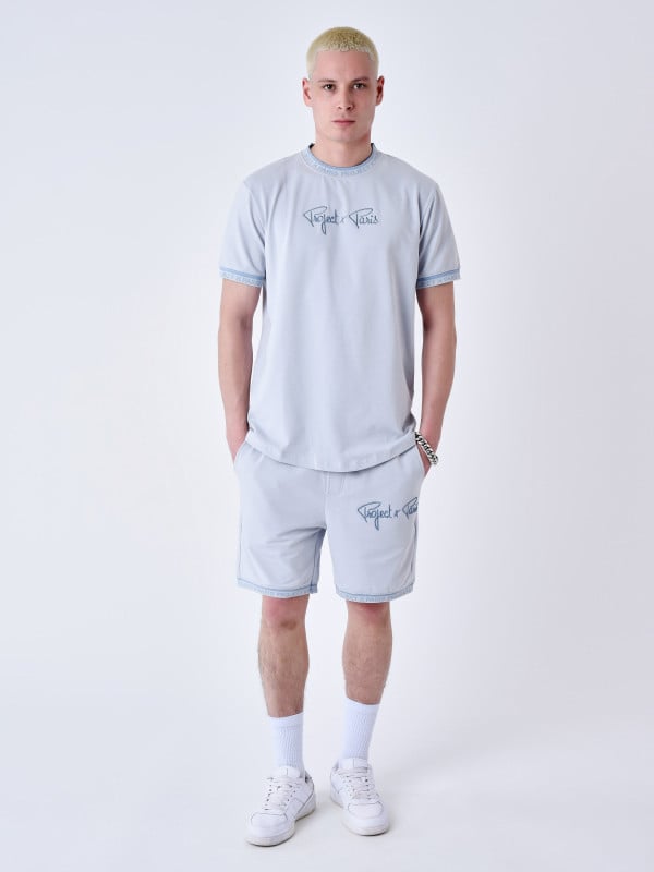 Embroidered logo Shorts - Glacier blue