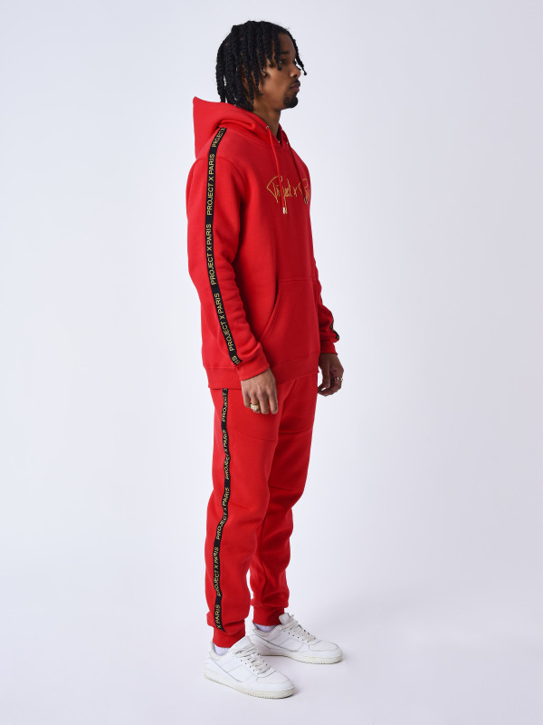 Embroidered band jogging bottoms - Red