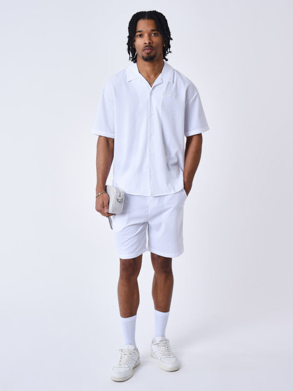 Camisa bordada com textura - Branco