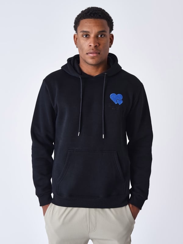 Cold hearts embroidery hoodie - Black