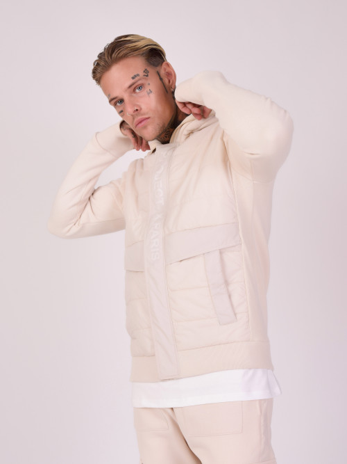 Two-material hooded jacket